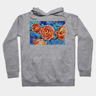 Orange flowers with blue background Hoodie